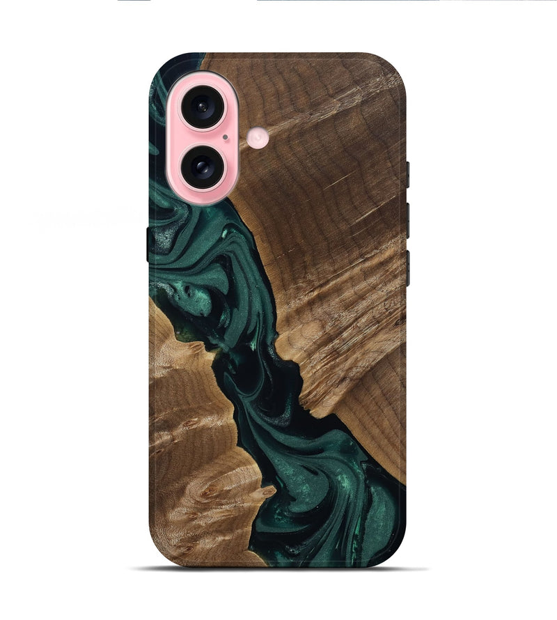 iPhone 16 Wood Live Edge Phone Case - Leota (Green, 812426)