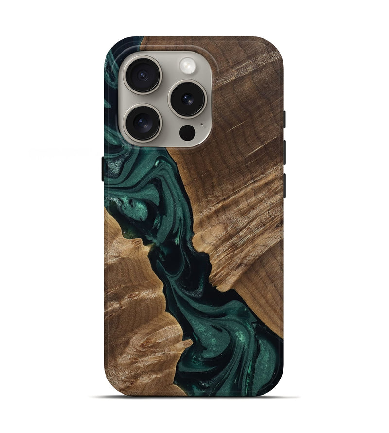 iPhone 16 Pro Wood Live Edge Phone Case - Leota (Green, 812426)