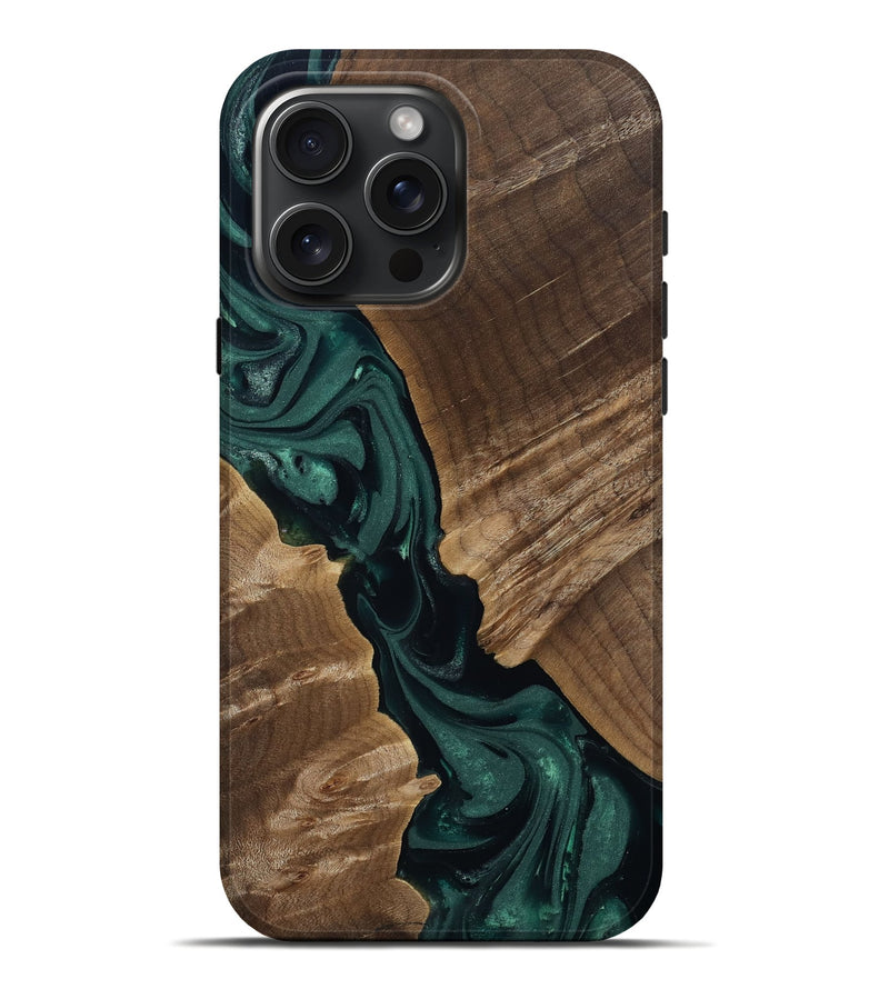 iPhone 16 Pro Max Wood Live Edge Phone Case - Leota (Green, 812426)