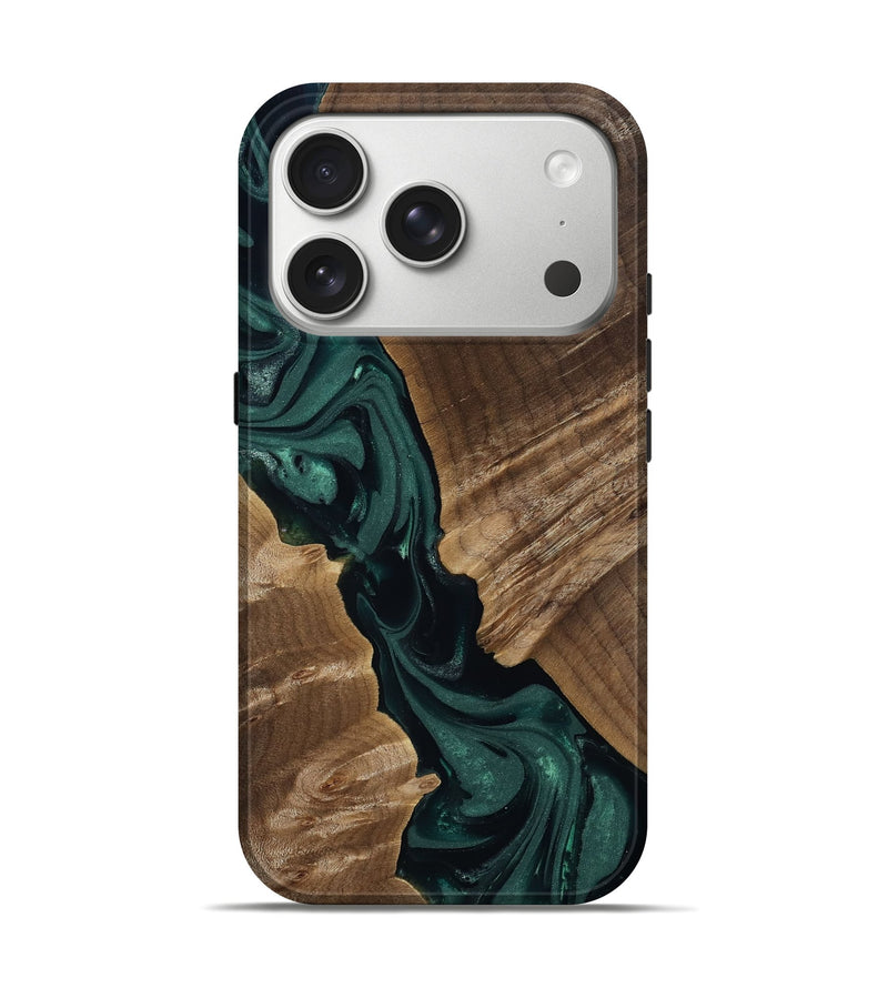 iPhone 17 Pro Wood Live Edge Phone Case - Leota (Green, 812426)