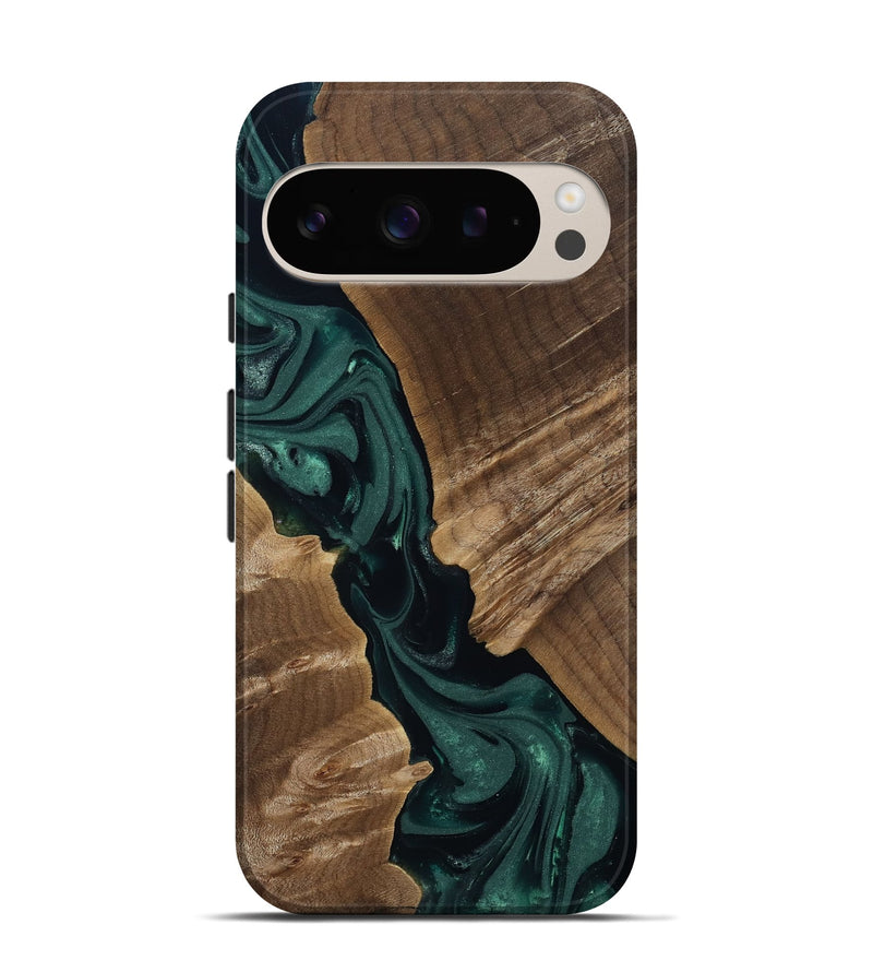 Pixel 9 Wood Live Edge Phone Case - Leota (Green, 812426)