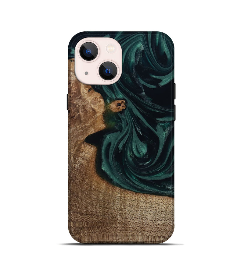 iPhone 13 mini Wood Live Edge Phone Case - Tierra (Green, 812428)
