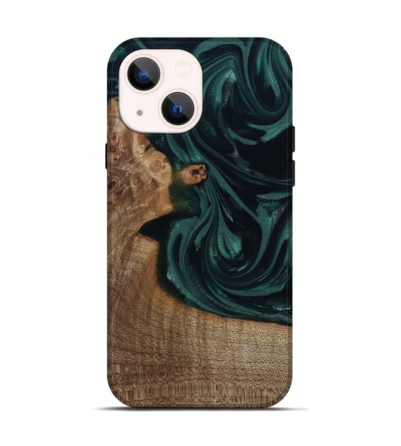 iPhone 14 Wood Live Edge Phone Case - Tierra (Green, 812428)