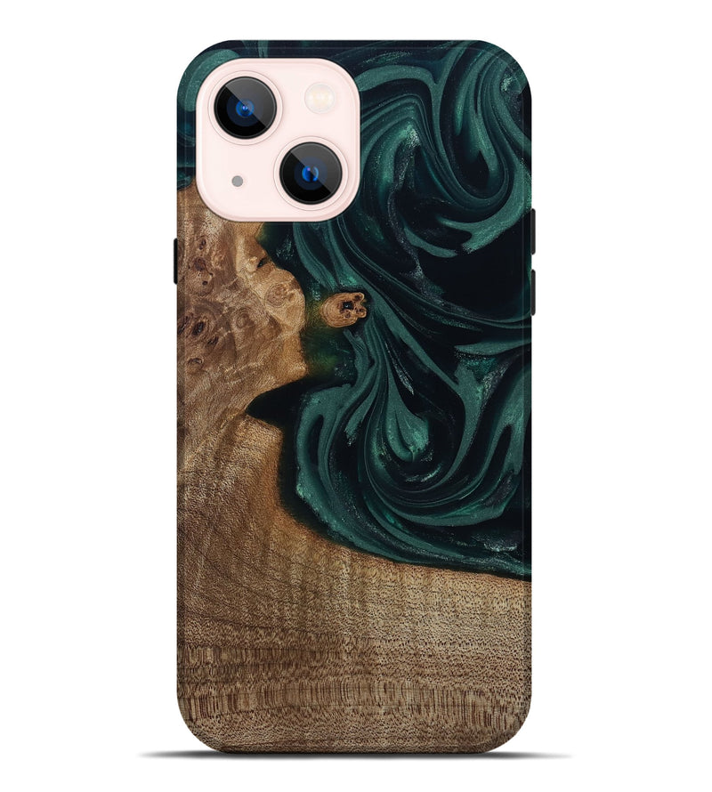 iPhone 14 Plus Wood Live Edge Phone Case - Tierra (Green, 812428)