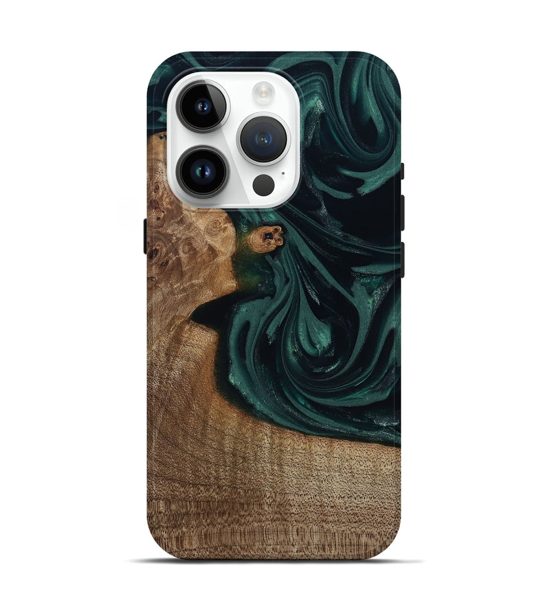 iPhone 15 Pro Wood Live Edge Phone Case - Tierra (Green, 812428)