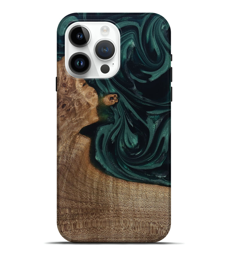 iPhone 15 Pro Max Wood Live Edge Phone Case - Tierra (Green, 812428)