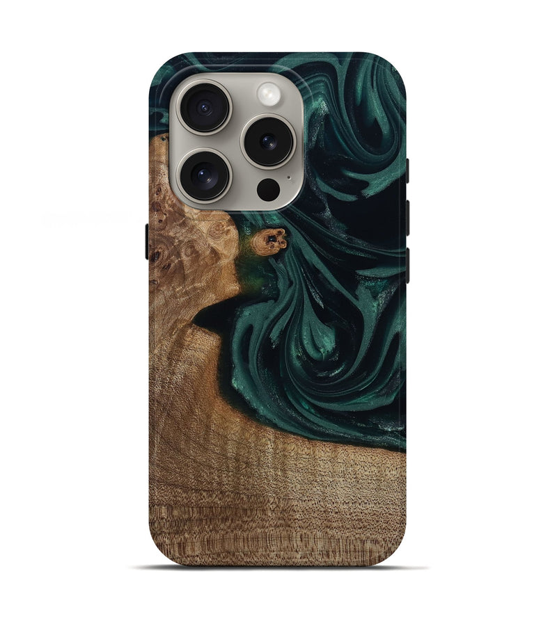 iPhone 16 Pro Wood Live Edge Phone Case - Tierra (Green, 812428)