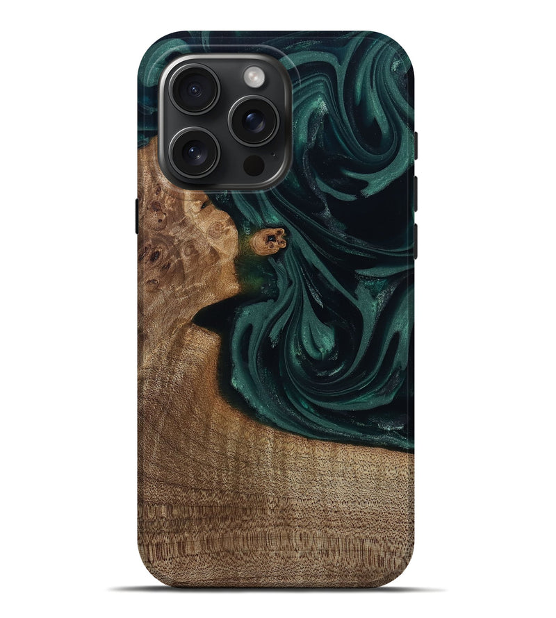 iPhone 16 Pro Max Wood Live Edge Phone Case - Tierra (Green, 812428)