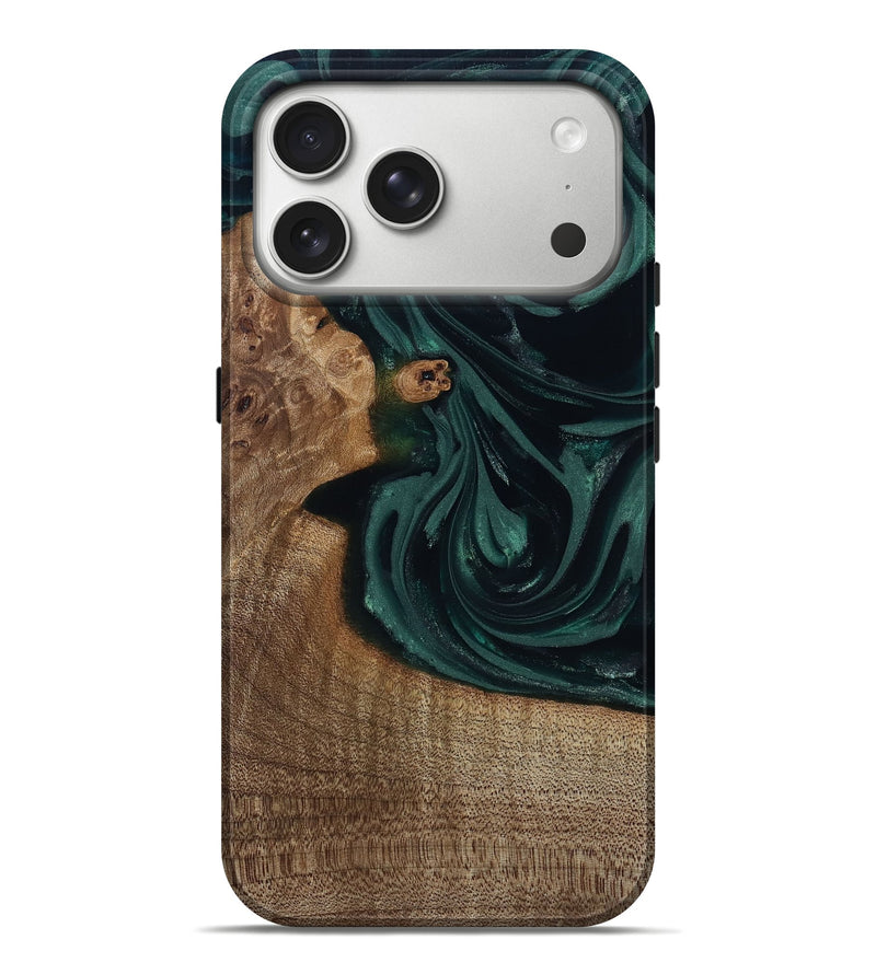 iPhone 17 Pro Max Wood Live Edge Phone Case - Tierra (Green, 812428)