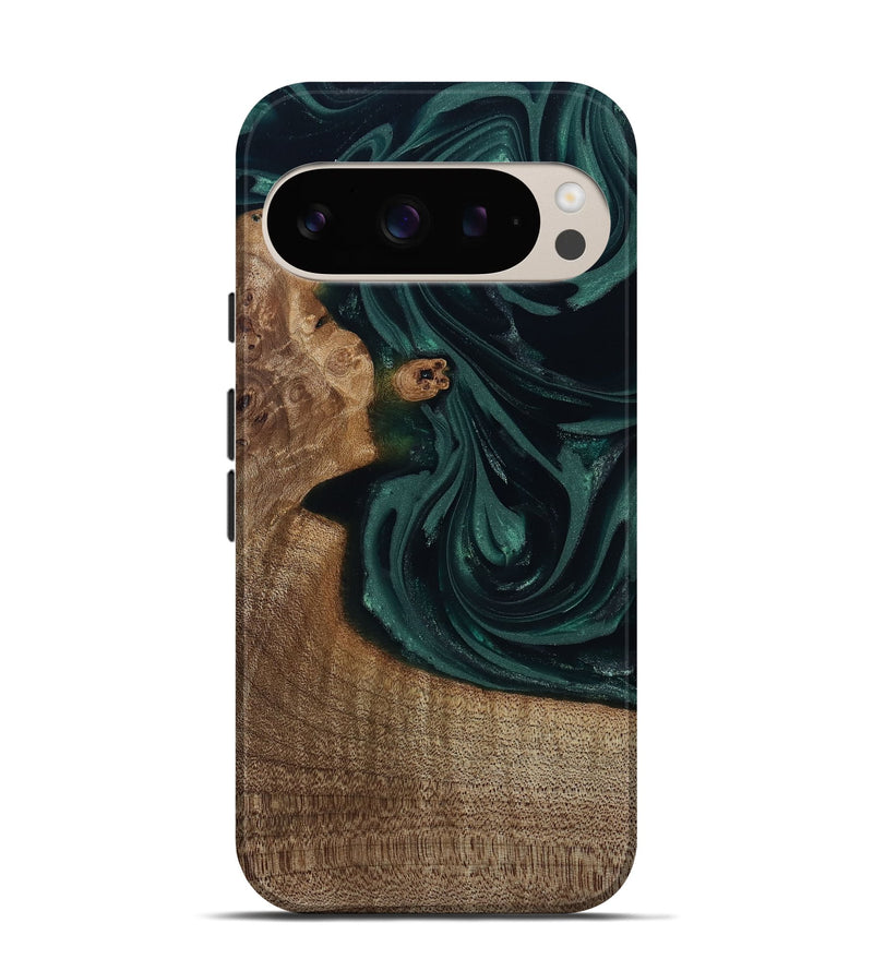 Pixel 9 Pro Wood Live Edge Phone Case - Tierra (Green, 812428)