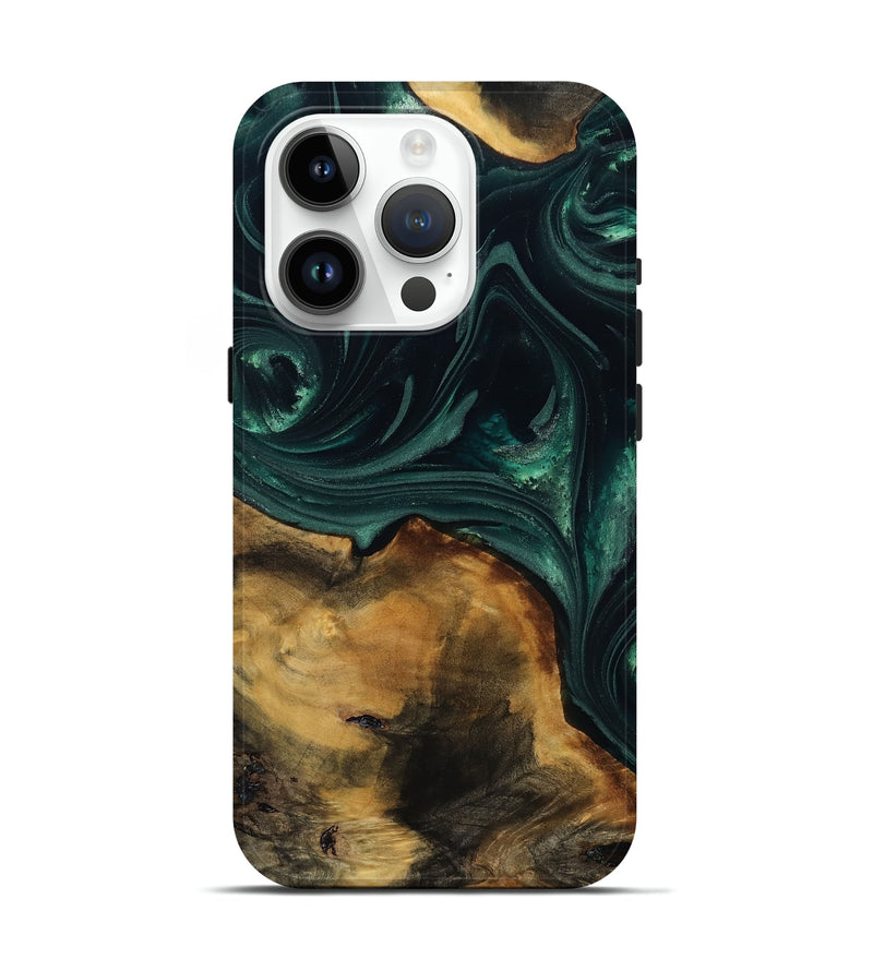 iPhone 15 Pro Wood Live Edge Phone Case - Marcia (Green, 812429)
