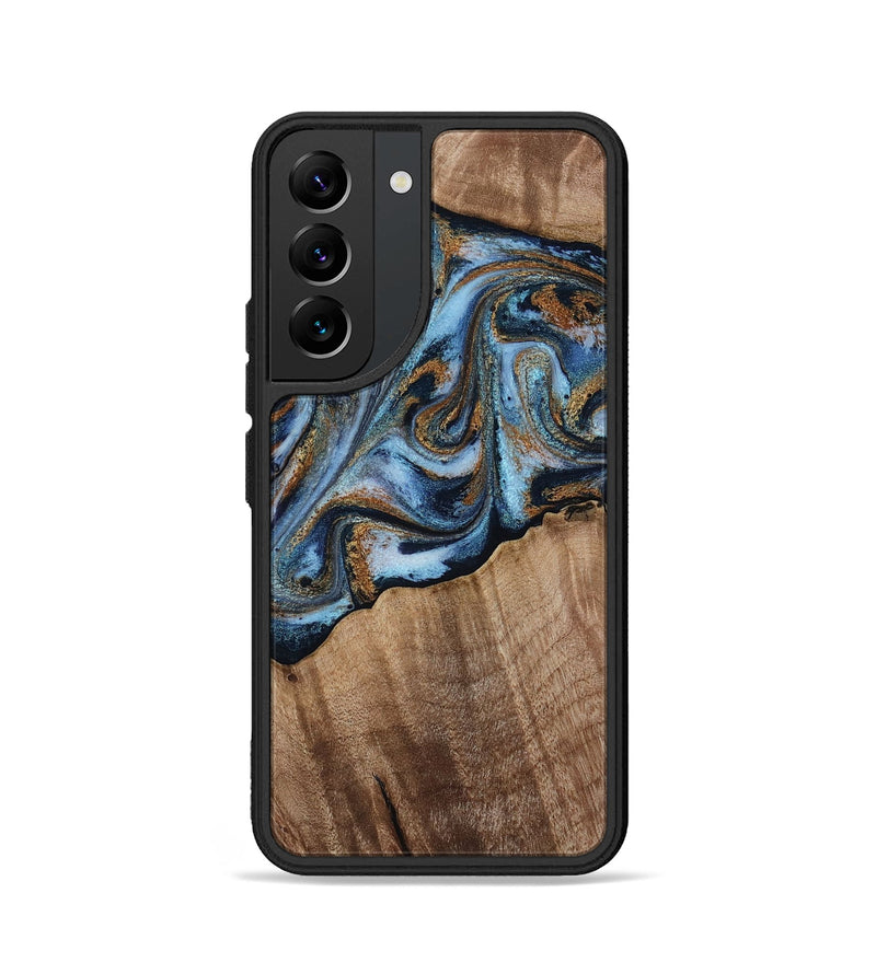 Galaxy S22 Wood Phone Case - Kasey (Teal & Gold, 812448)
