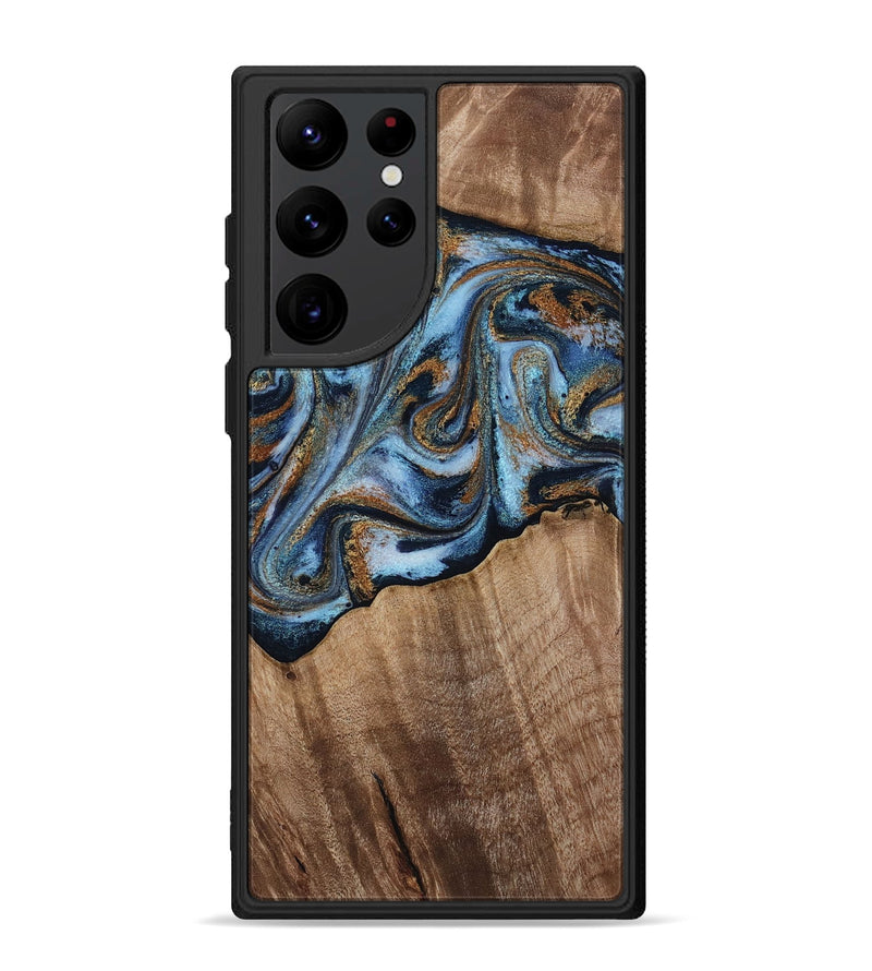 Galaxy S22 Ultra Wood Phone Case - Kasey (Teal & Gold, 812448)