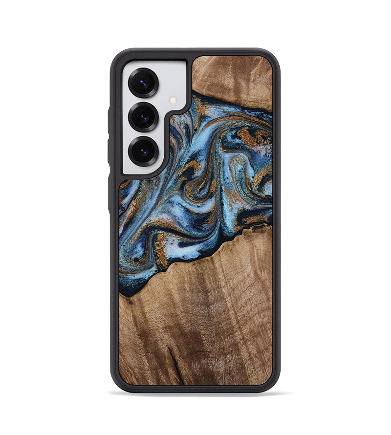 Galaxy S25 Wood Phone Case - Kasey (Teal & Gold, 812448)