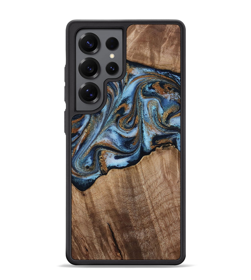 Galaxy S25 Ultra Wood Phone Case - Kasey (Teal & Gold, 812448)