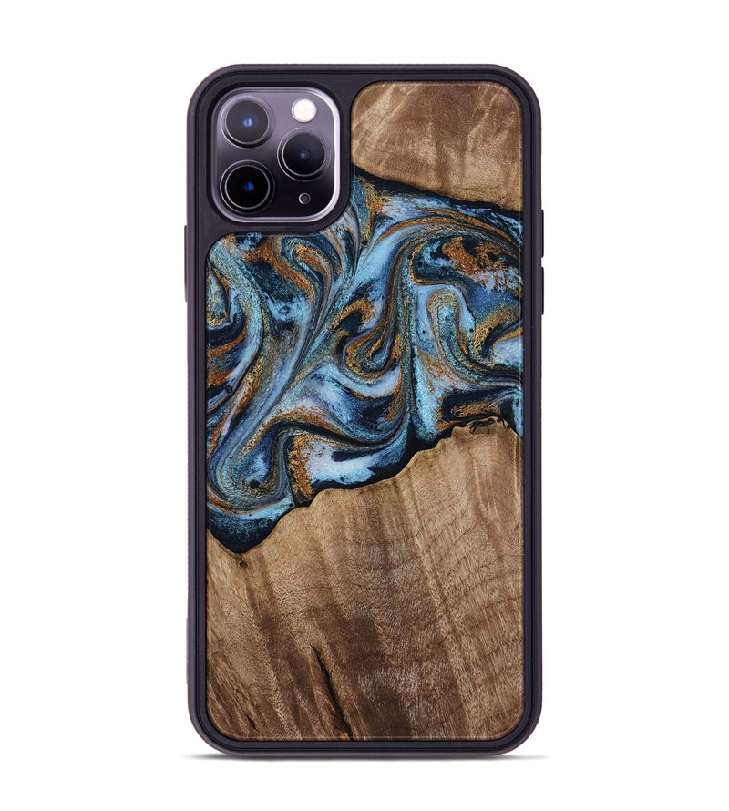 iPhone 11 Pro Max Wood Phone Case - Kasey (Teal & Gold, 812448)