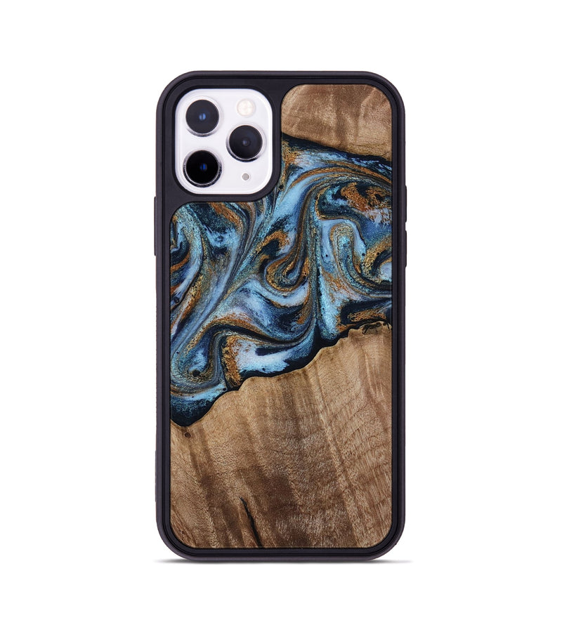 iPhone 11 Pro Wood Phone Case - Kasey (Teal & Gold, 812448)