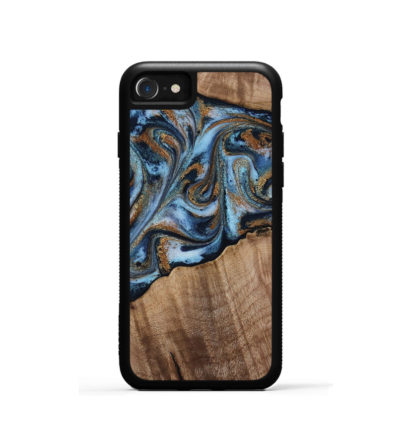 iPhone SE Wood Phone Case - Kasey (Teal & Gold, 812448)