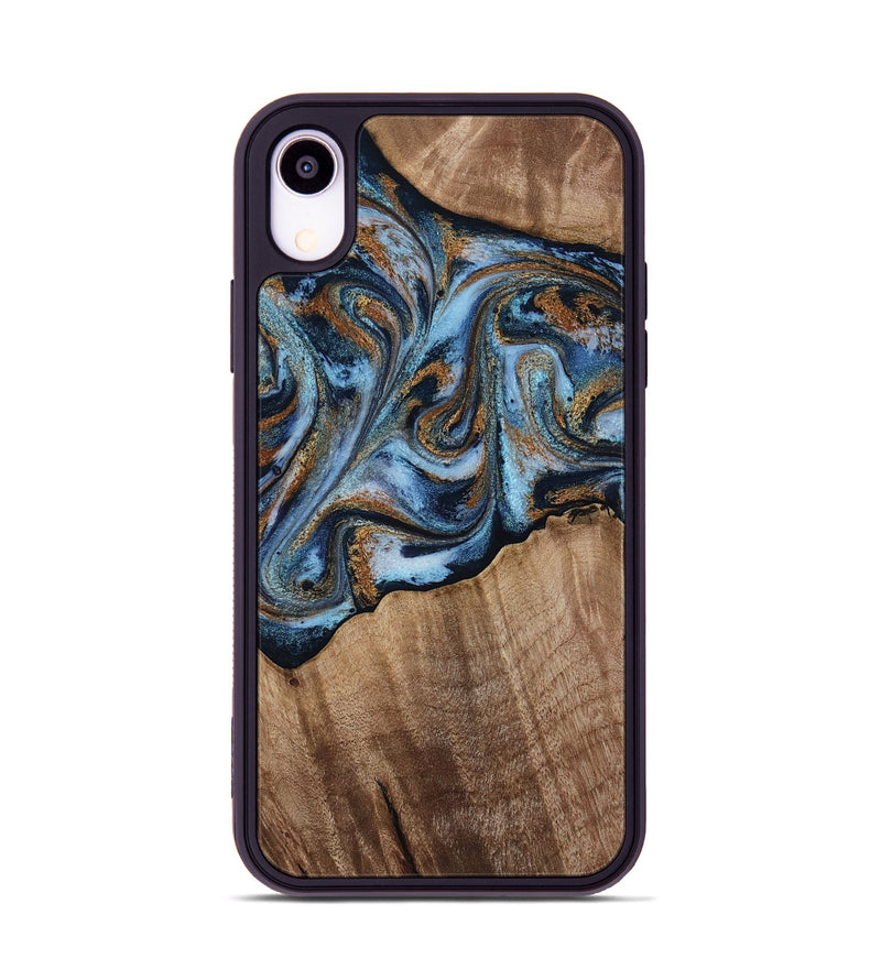 iPhone Xr Wood Phone Case - Kasey (Teal & Gold, 812448)