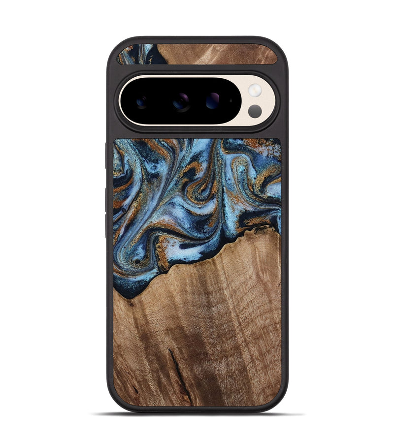 Pixel 10 Wood Phone Case - Kasey (Teal & Gold, 812448)