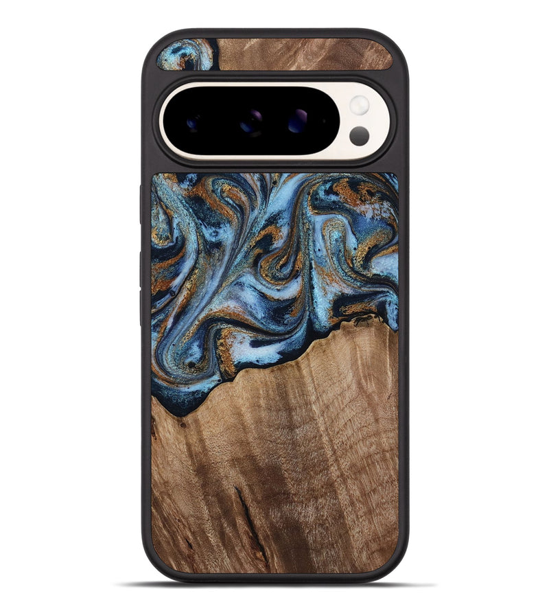Pixel 9 Pro XL Wood Phone Case - Kasey (Teal & Gold, 812448)