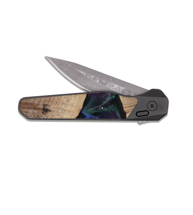 EDC Dark Damascus Wood Pocket Knife - Carlton (Cosmos, 812515)