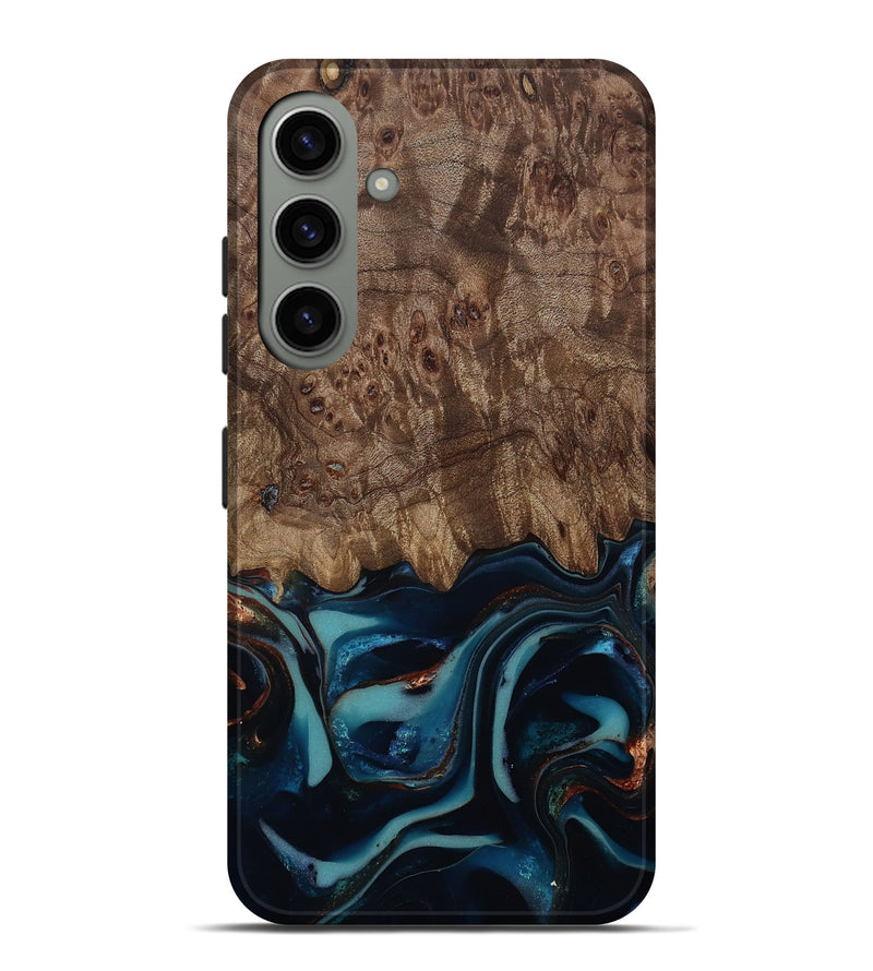 Galaxy S24 Plus Wood Live Edge Phone Case - Monika (Teal & Gold, 812544)