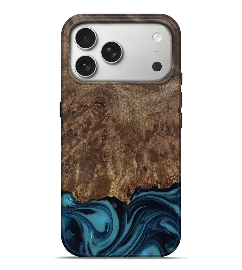 iPhone 17 Pro Max Wood Live Edge Phone Case - Jaret (Blue, 812546)