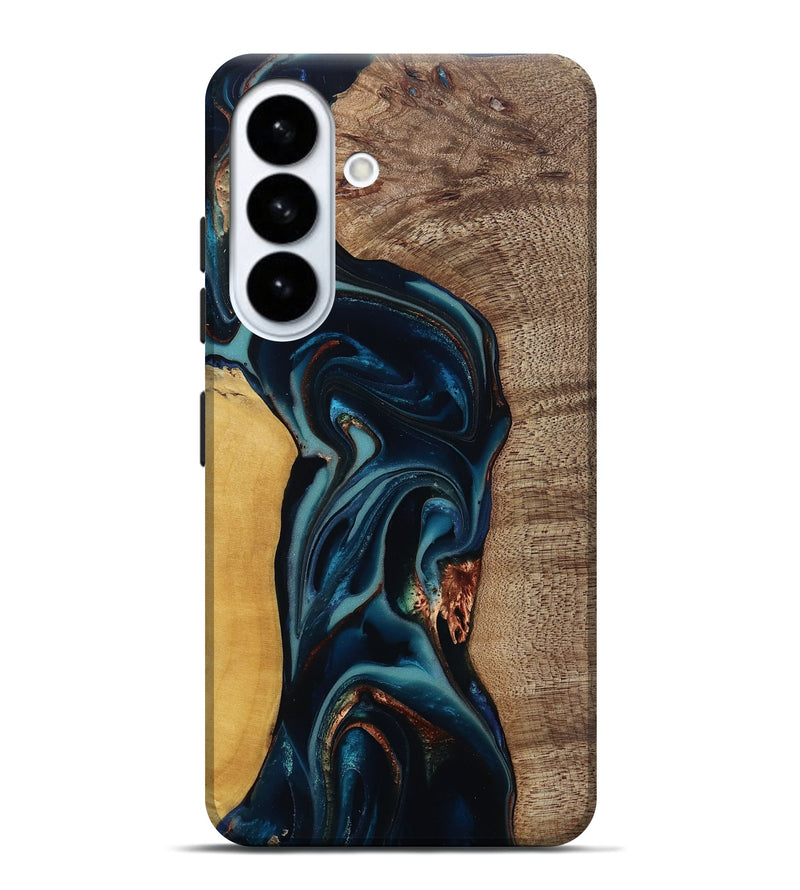 Galaxy S26 Plus Wood Live Edge Phone Case - Ezekiel (Teal & Gold, 812562)