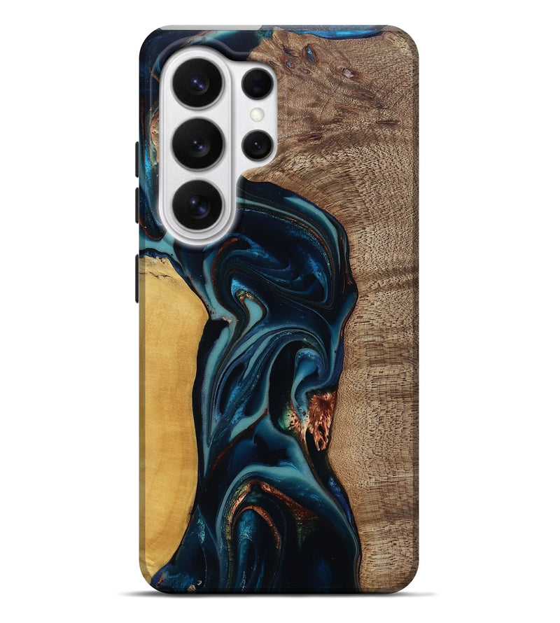 Galaxy S26 Ultra Wood Live Edge Phone Case - Ezekiel (Teal & Gold, 812562)