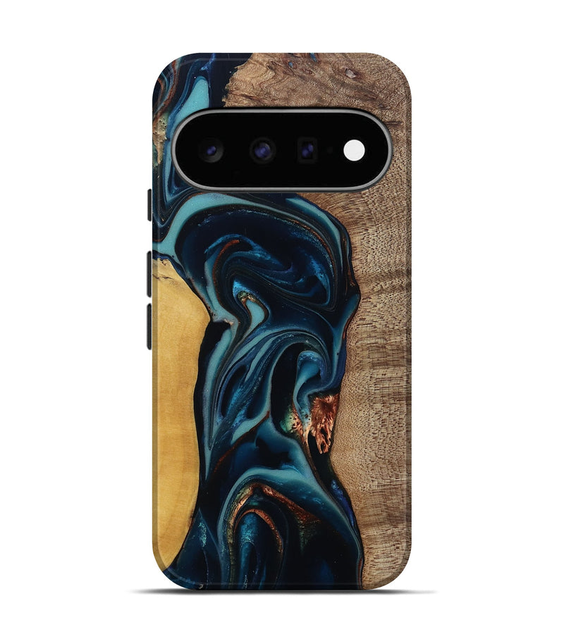 Pixel 11 Wood Live Edge Phone Case - Ezekiel (Teal & Gold, 812562)
