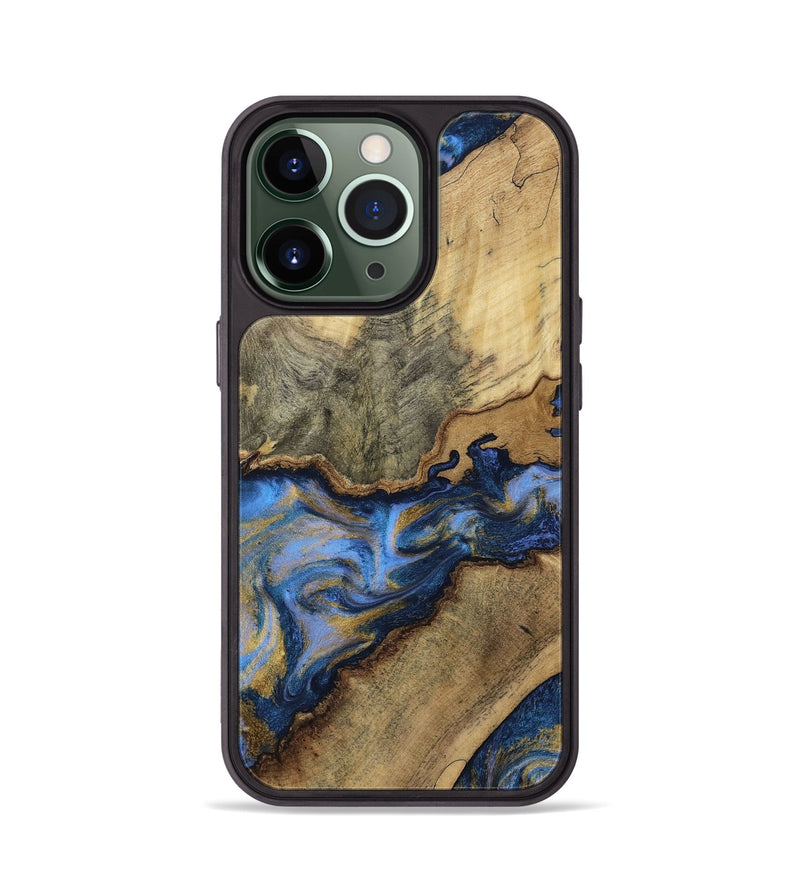iPhone 13 Pro Wood Phone Case - Cleve (Teal & Gold, 812665)