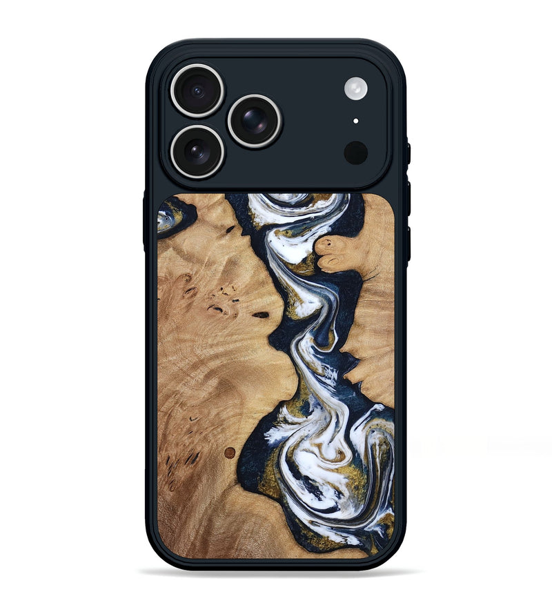 iPhone 17 Pro Max Wood Phone Case - Rowena (Teal & Gold, 812670)
