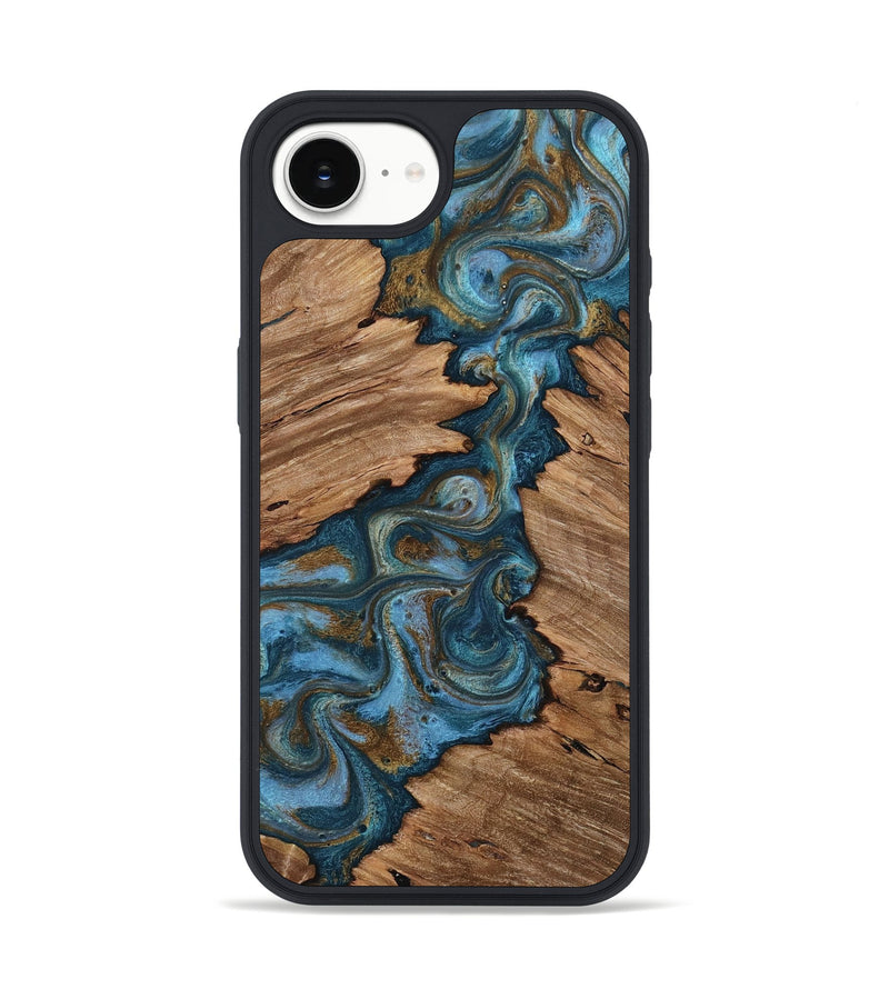 iPhone 17e Wood Phone Case - Wilmer (Teal & Gold, 812671)
