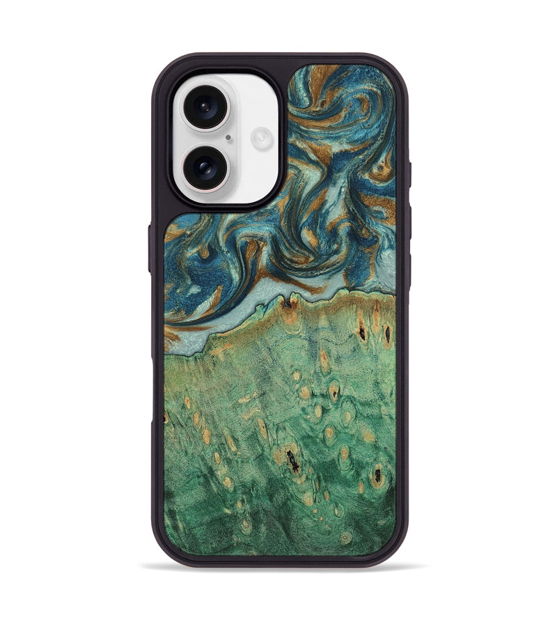 iPhone 17 Wood Phone Case - Casper (Teal & Gold, 812672)