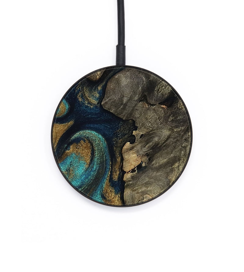 Circle Wood Wireless Charger - Marisol (Teal & Gold, 812674)
