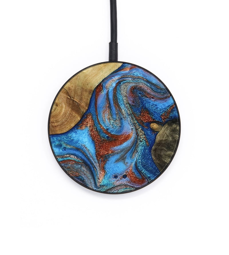Circle Wood Wireless Charger - Russel (Teal & Gold, 812677)