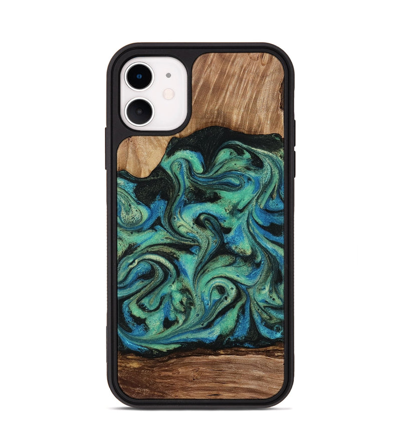 iPhone 11 Wood Phone Case - Tevin (Green, 812689)