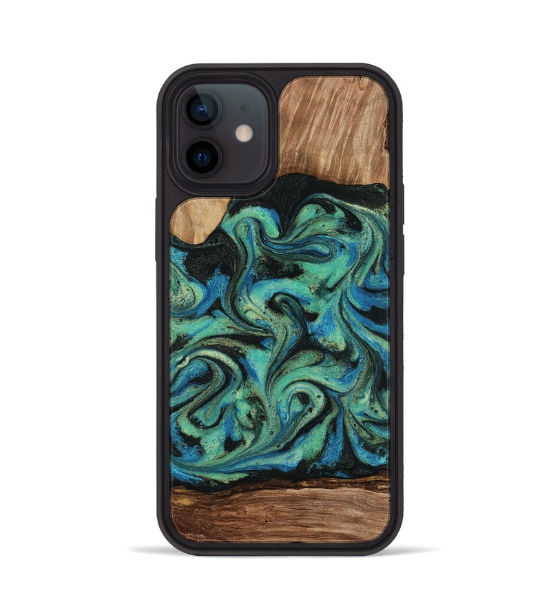 iPhone 12 Wood Phone Case - Tevin (Green, 812689)