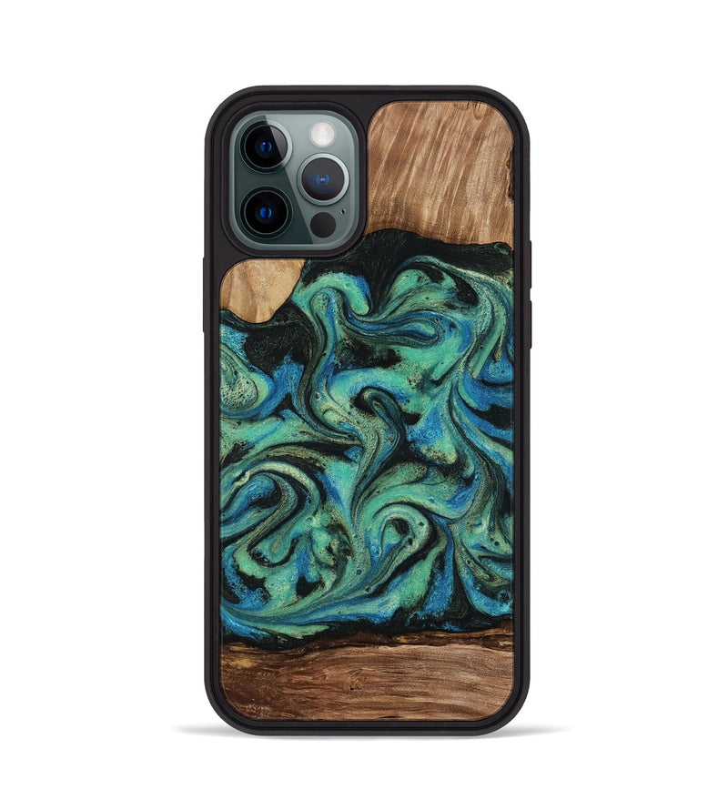 iPhone 12 Pro Wood Phone Case - Tevin (Green, 812689)