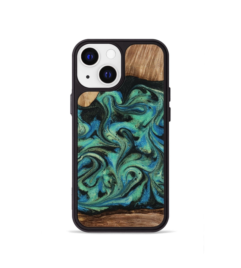 iPhone 13 mini Wood Phone Case - Tevin (Green, 812689)