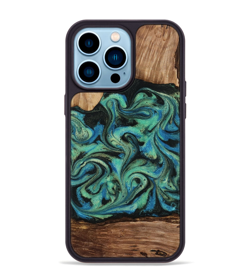 iPhone 14 Pro Max Wood Phone Case - Tevin (Green, 812689)