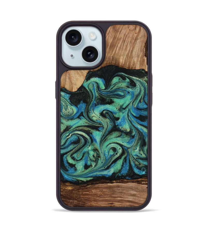 iPhone 15 Wood Phone Case - Tevin (Green, 812689)