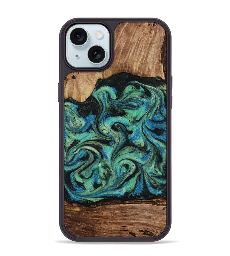 iPhone 15 Plus Wood Phone Case - Tevin (Green, 812689)