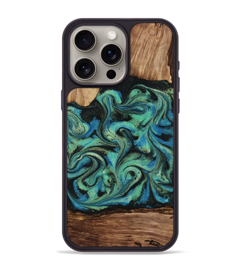 iPhone 15 Pro Max Wood Phone Case - Tevin (Green, 812689)