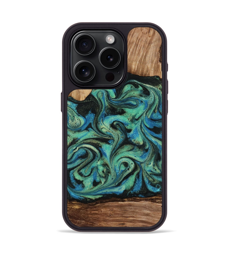 iPhone 15 Pro Wood Phone Case - Tevin (Green, 812689)