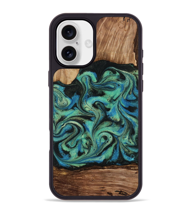 iPhone 16 Plus Wood Phone Case - Tevin (Green, 812689)