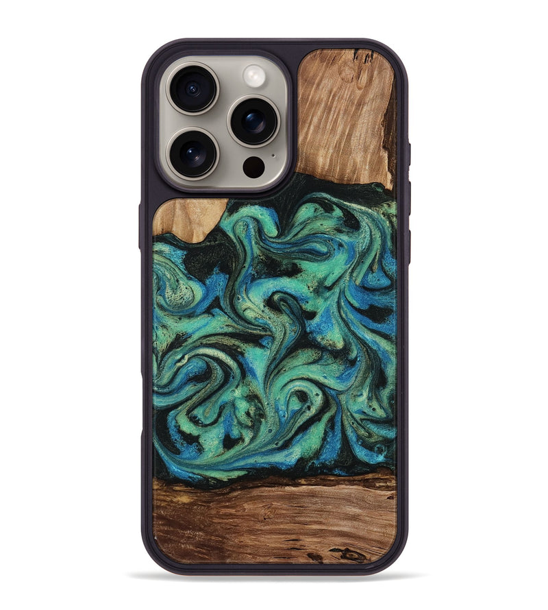 iPhone 16 Pro Max Wood Phone Case - Tevin (Green, 812689)