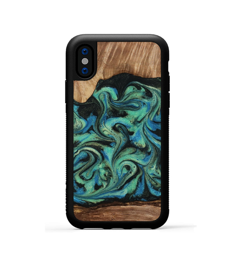 iPhone Xs Wood Phone Case - Tevin (Green, 812689)