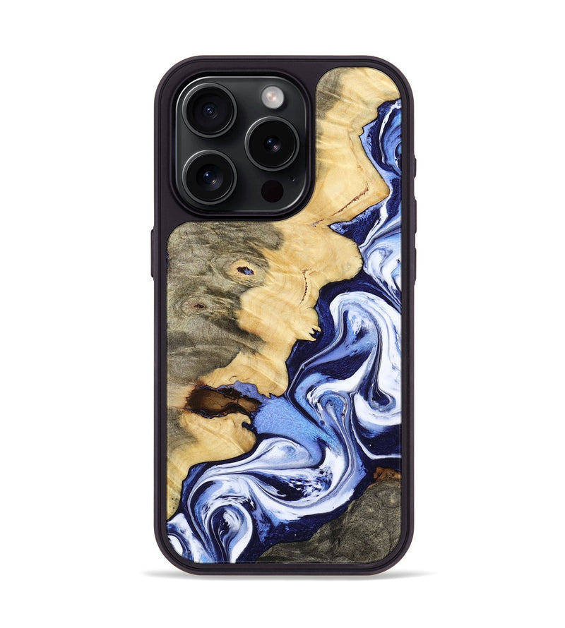 iPhone 15 Pro Wood Phone Case - Shelba (Blue, 812713)